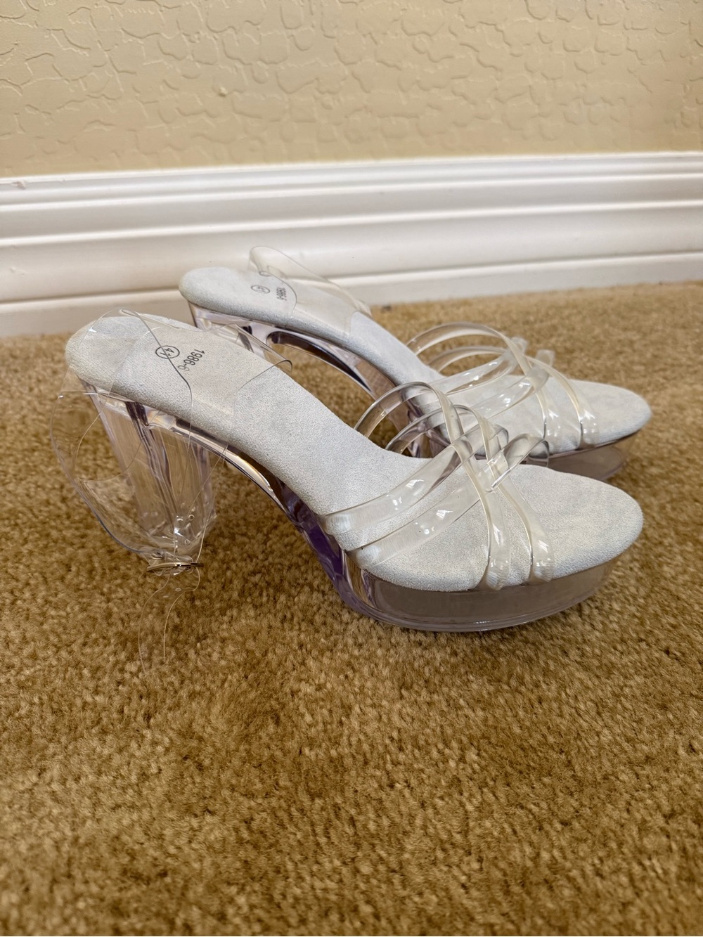 Clear Strap White Platform Heeled Sandals